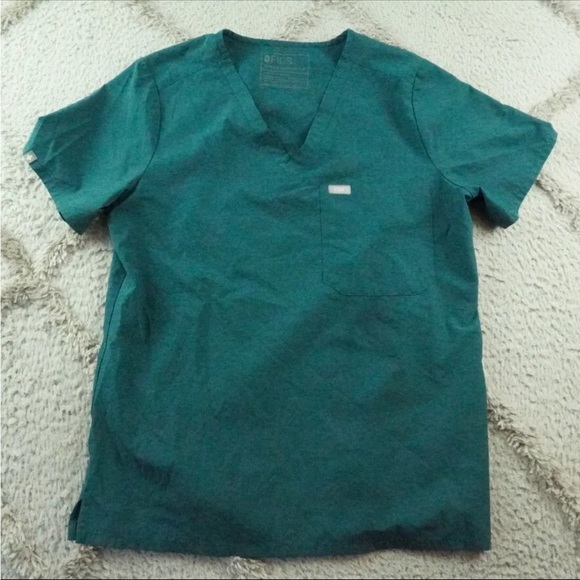 Figs Tops - FIGS Catarina Scrub Top Womens Medium Green V-Neck Pullover Medical Work